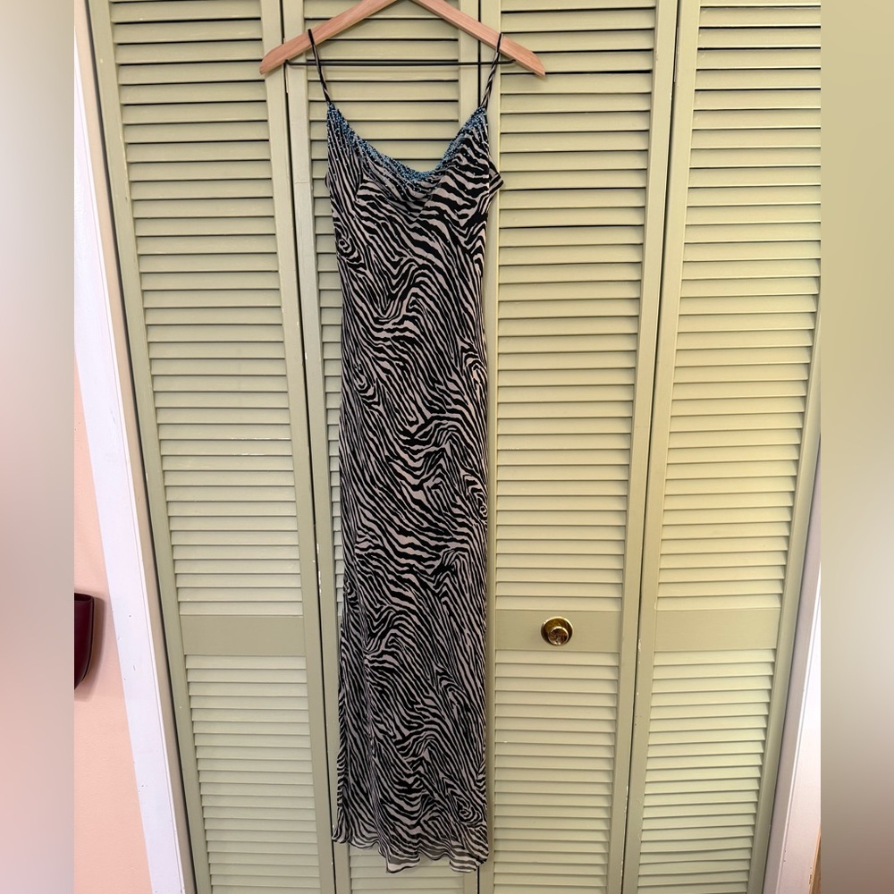 Y2K Laundry by Shelli Segal Beaded Zebra Print Dress
